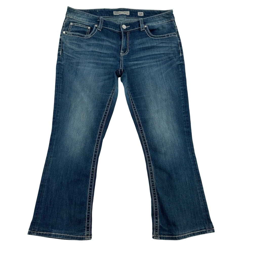 BKE Payton Women 32x26 Embellished Bootcut  Western Jeans  Blue Denim Curvy Fit